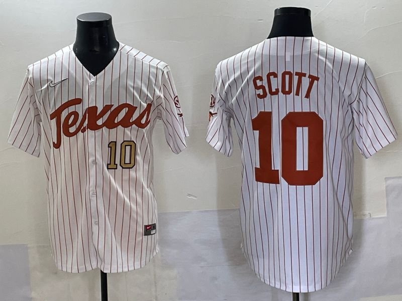 Men Texas Longhorns #10 Scott White stripe Nike joint Name NCAA 2025 Jersey style 8